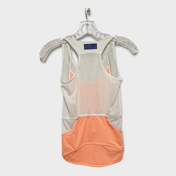 Stella McCartney for Adidas XS Orange White Mesh Detail Racerback Tank Top - Picture 4 of 6